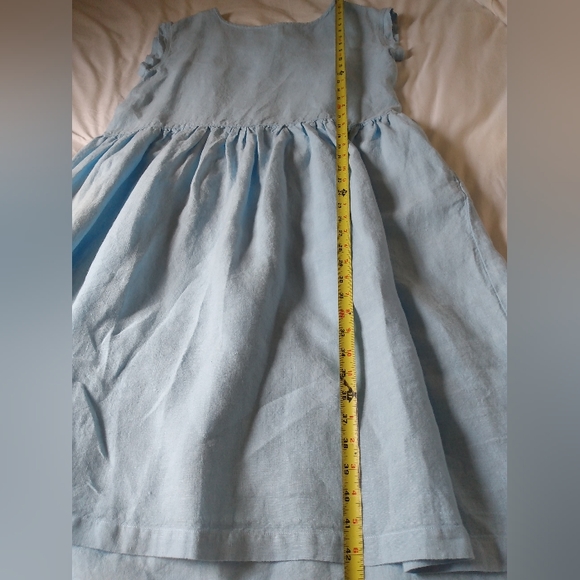 Nantucket Summer 100% Linen Sea Blue Beach Dress Classic House Picnic Cottage L - Picture 13 of 16